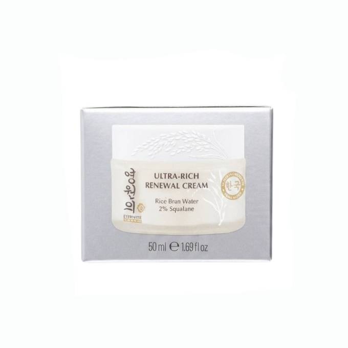 Ultra Rich Renewal Cream Rice Bran Water & 2% Squalane Moisturiser – Deep Hydration Face Cream for Dry Skin 50ml